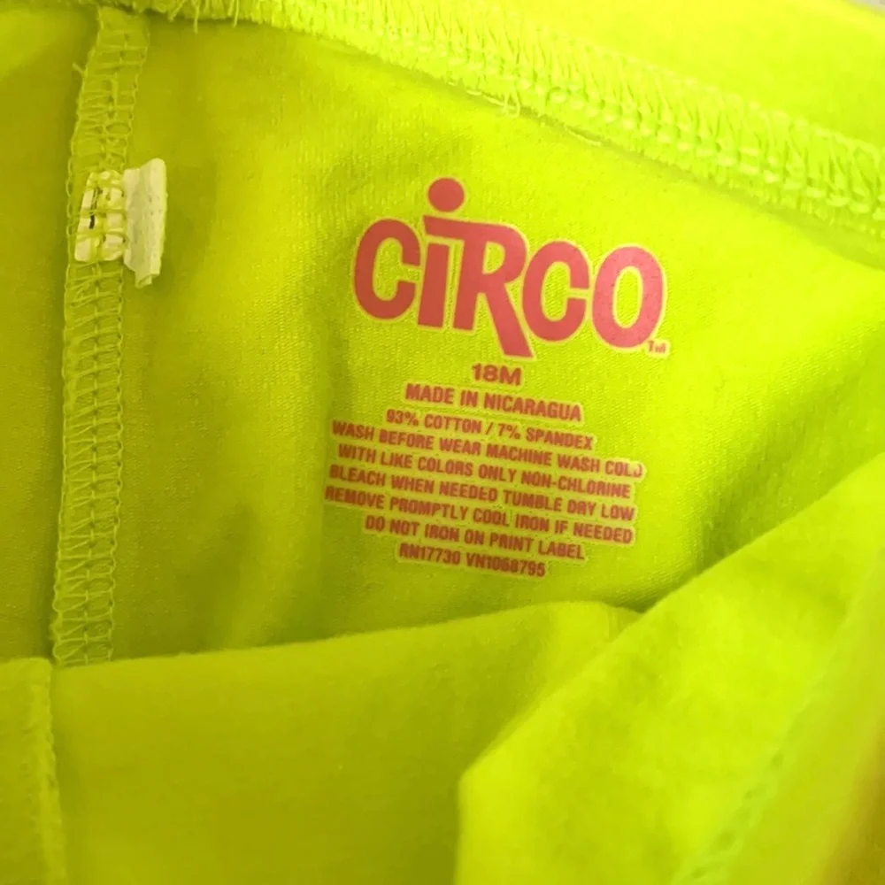 Baby Girls 18m Outfit Neon Yellow Green Leggings Long Sleeve Cat Shirt Circo